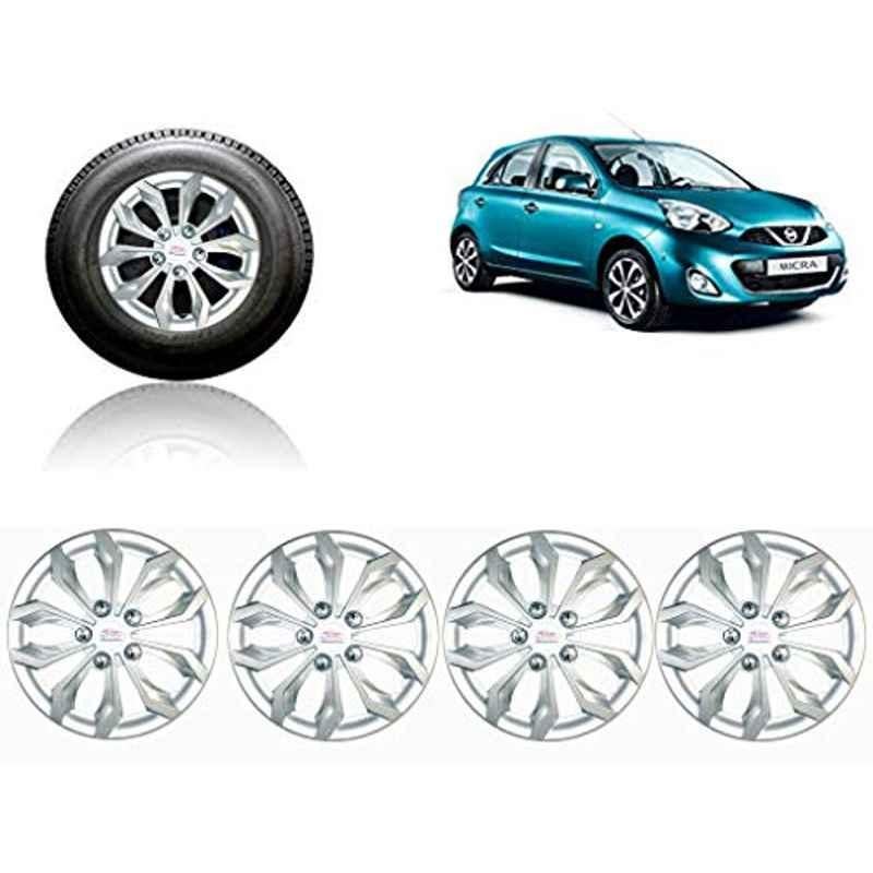 Auto Pearl 4 Pcs 13 inch ABS Silver Car Wheel Cover Set for Nissan Micra