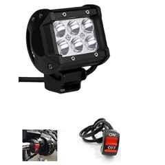 AOW 6 LED Super Bright Spot Light Fog Lamp Universal for All Bikes (18 W) Pack of 1- with Handle Bar Mounting On-Off Switch