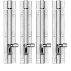 Senkiddpro 190mm Stainless Steel Chrome Finish Push to Close Tower Bolt (Pack of 4)