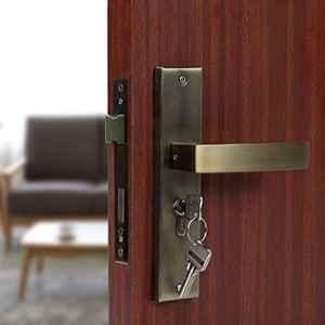 Voltizi 8 inch Stainless Steel 304 Antique Finish Cylindrical Plate Mortise Door Lock Handle Set with Both Side Key, LB-10001