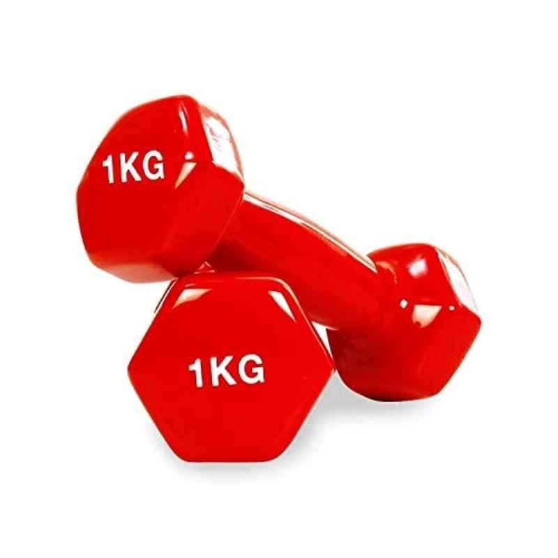 Forgesy 1kg Vinyl Red Weight Exercise Dumbbell for Men & Women