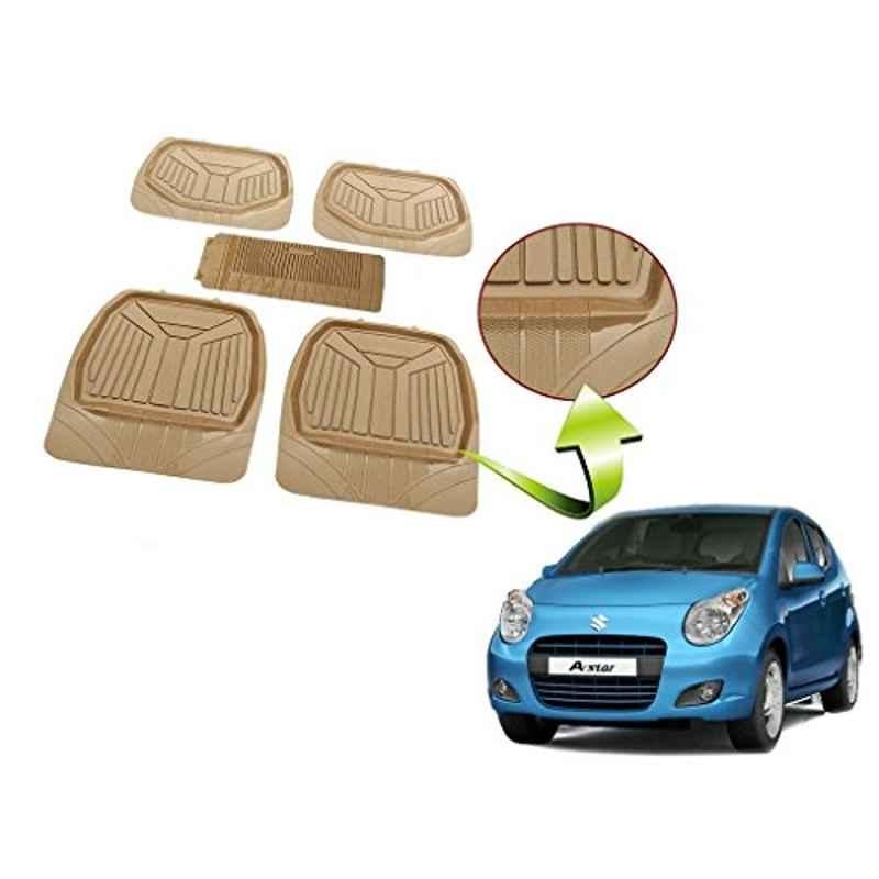 Kozdiko 5 Pcs Rubber Beige 3G Rubber Mat Set for Maruti Celerio