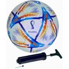 HTM Qatar World Cup Football with Pump |Size 5 for Outdoor Football, Size: 5 (Standard) (Pack of 2)