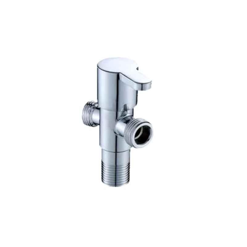 ZAP Brass Chrome Finish 2 Way Angle Valve for Pipe Connection