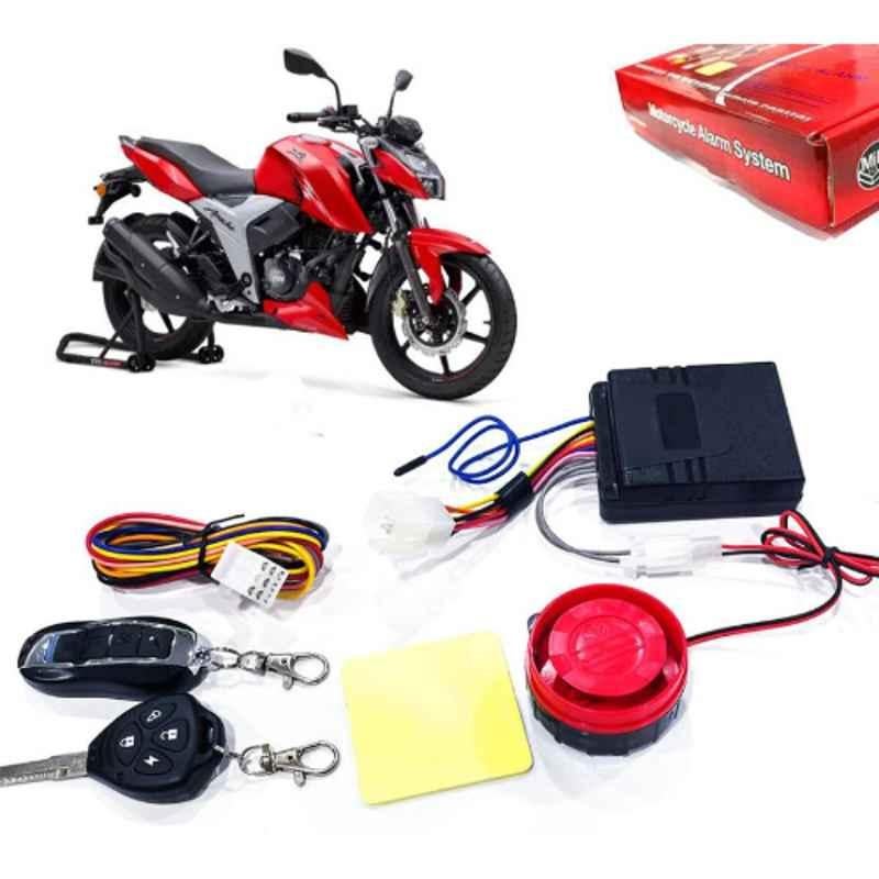 Auto Pearl 12V Black Two-Way Anti Theft Motorcycle Alarm Kit with 2 Pcs Remote for Apache