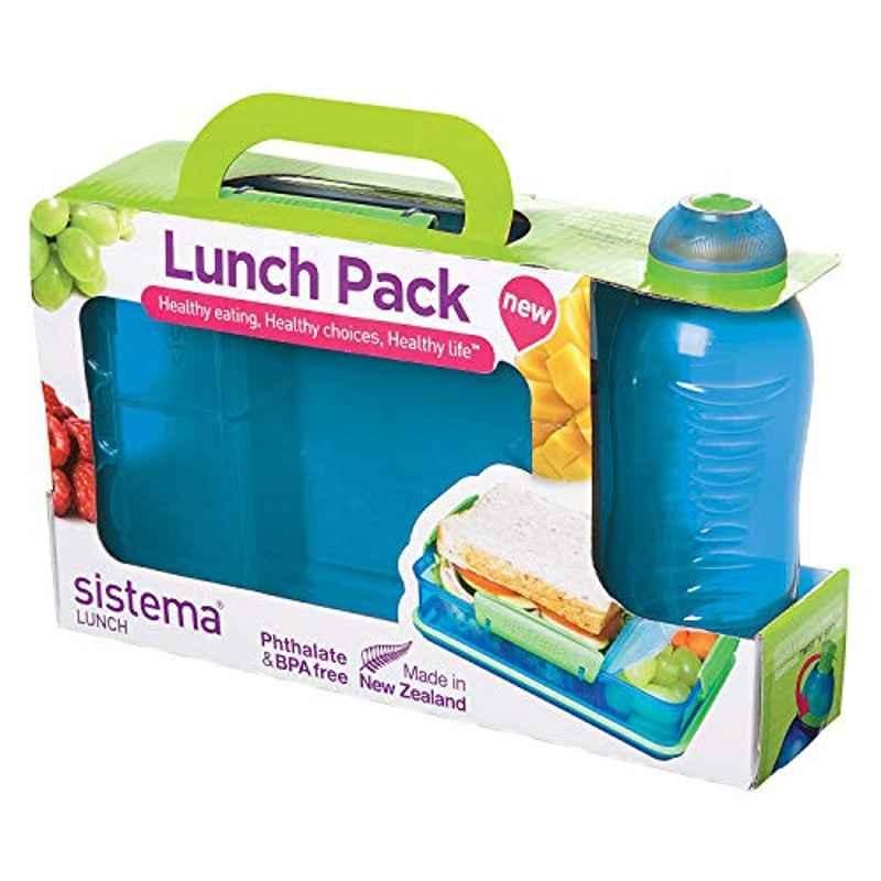 Sistema Blue 330ml Water Bottle with Lunch Box, 41575
