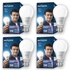 Magik Maximo Plus 5W 6500K B22 Cool White LED Bulb (Pack of 4), LUMAP005C4131E4