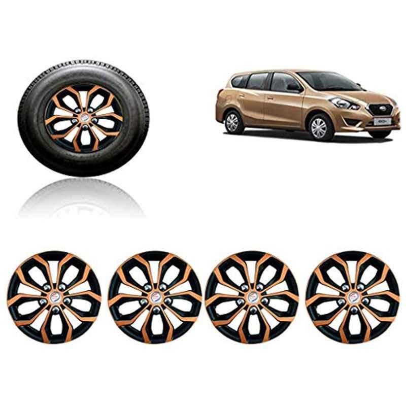 Auto Pearl 4 Pcs 13 inch ABS Black & Copper Press Fitting Wheel Cover Set for Datsun Go+