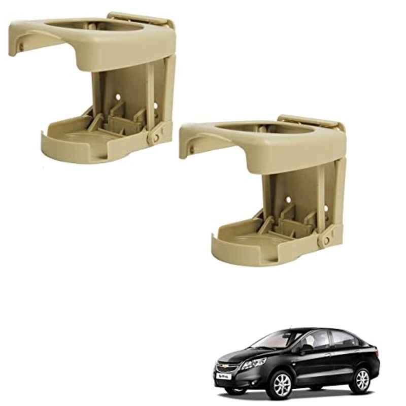 Kozdiko Plastic Beige Foldable Car Drink Holder for Chevrolet Sail (Pack of 2)