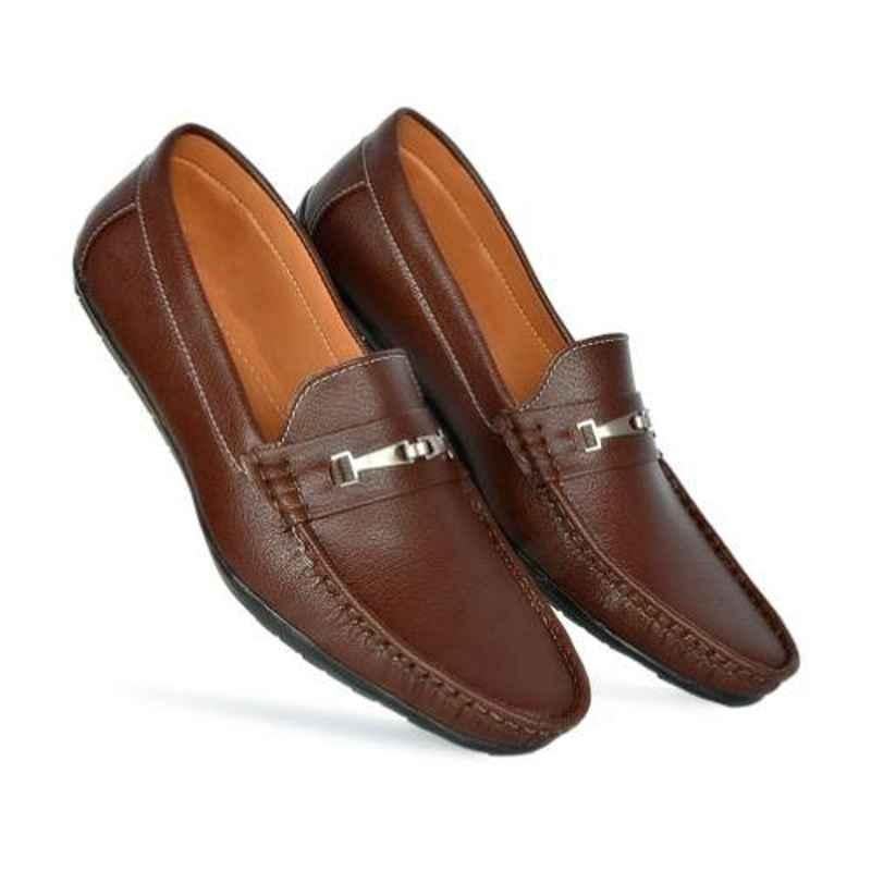 Mr Chief 808 Tikon Brown Smart Loafers for Men, Size: 6