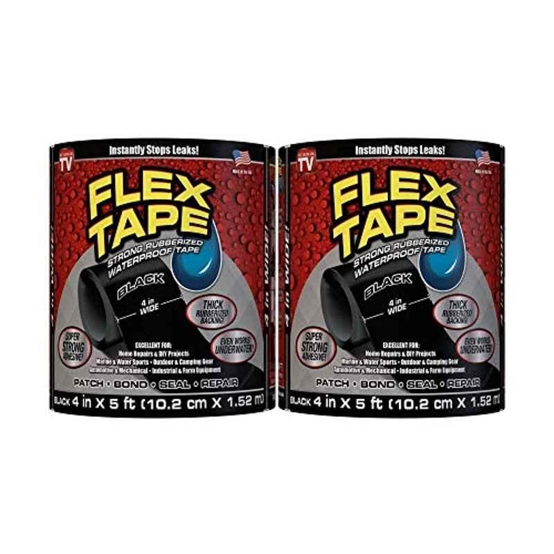 Flex Tape 4 inch Black Rubberized Waterproof Tape (Pack of 2)