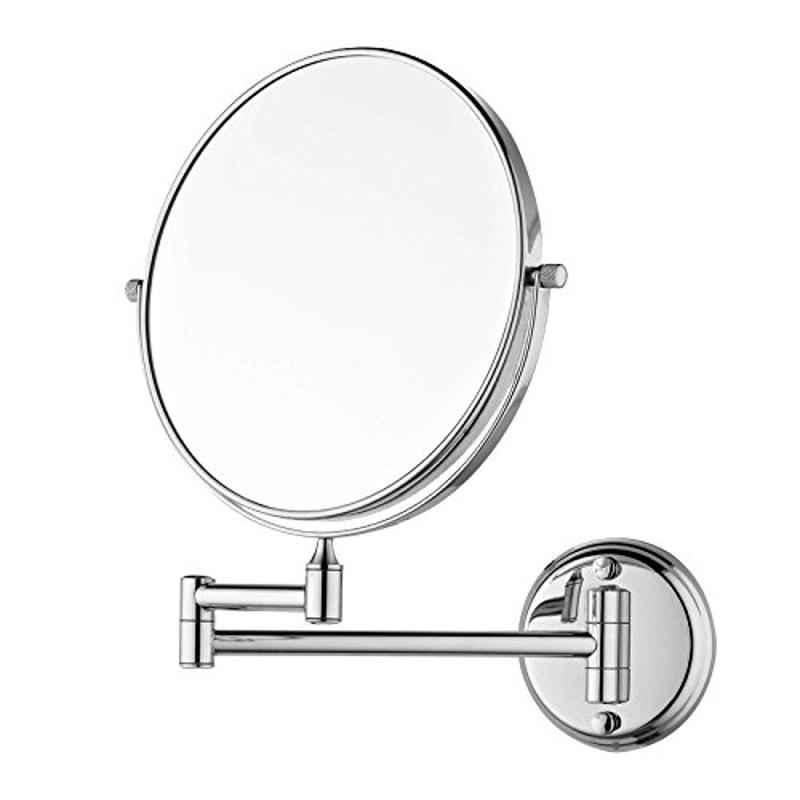 Dolphy Silver 8 inch Wall Mount Stainless Steel 5X Magnifying Shaving Makeup Round Mirror, DMMR0001