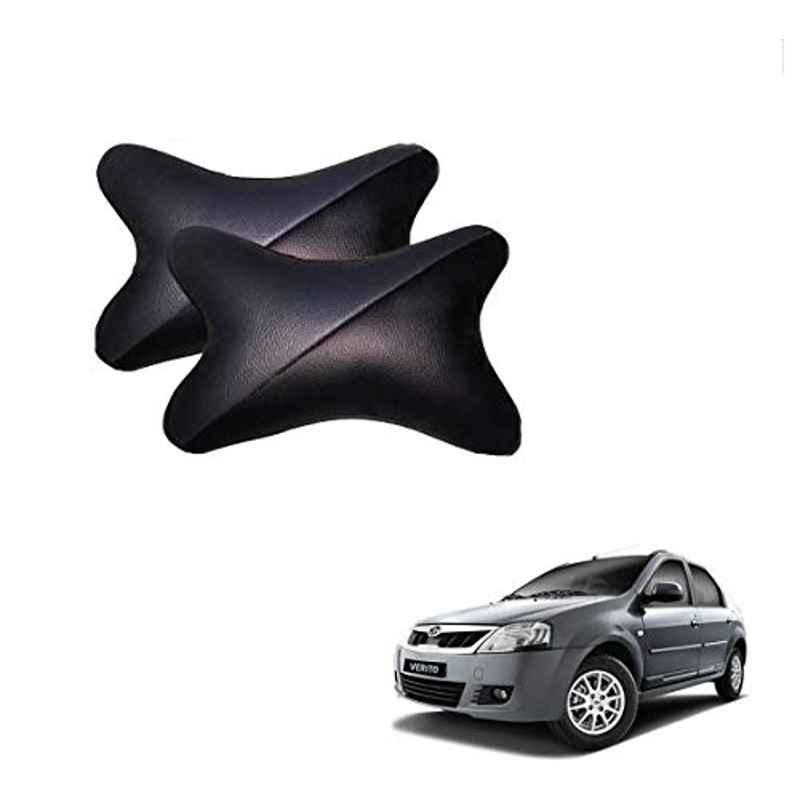 Kozdiko 2 Pcs Memory Foam Grey & Black Car Neck Rest Cushion Pillow Set for Mahindra Verito