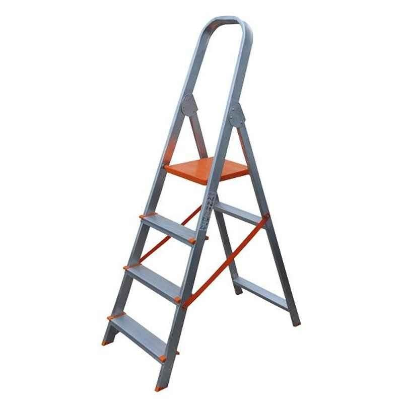 Aguerri Eco 4 Step Orange Silver Coated Aluminium Foldable Ladder with Platform, 4040