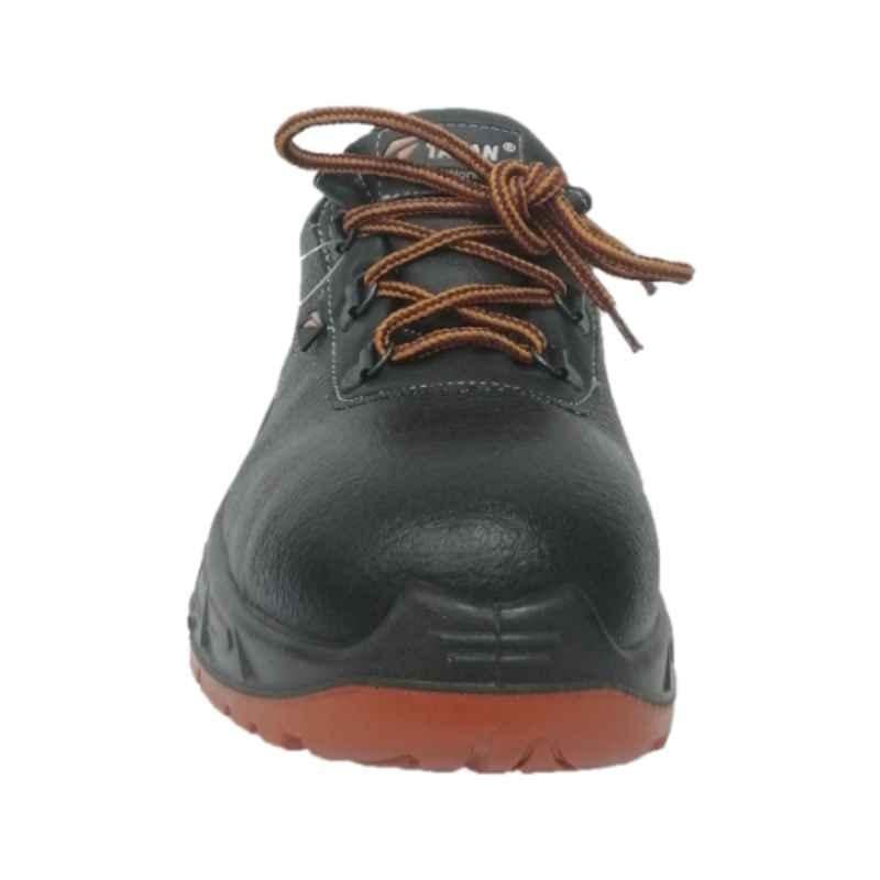 Talan Leather Steel Toe Dual Density Black Low Ankle Safety Shoes, Size: 40