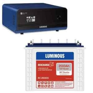 Luminous Redcharge 200Ah Tubular Battery & Zelio+ 1100 900VA Pure Sine Wave Inverter Combo