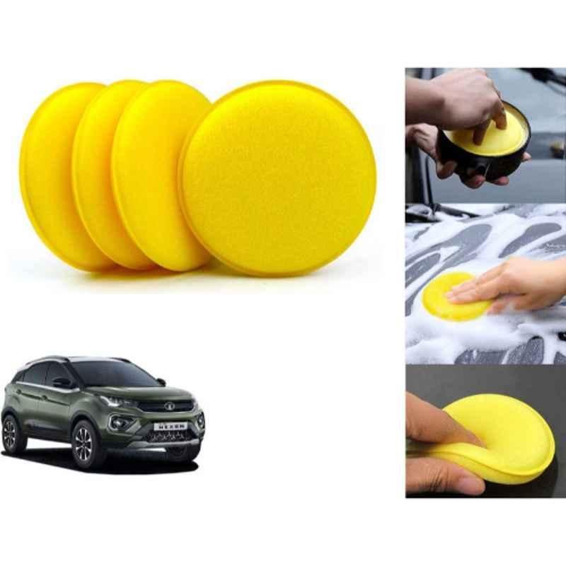 Auto Pearl Polyurethane Beige Washing & Waxing Polish Foam Sponge for Nexon 2020 (Pack of 4)