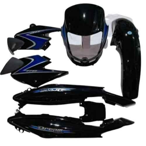 Buy Krayons Black Blue Full Body Kit for Honda Dream Yuga Bike