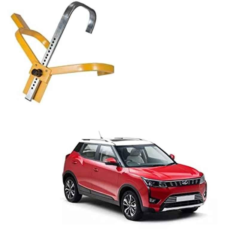 Kozdiko Stainless Steel Yellow Anti Theft Car Wheel Lock Clamp with Two Keys for Mahindra XUV 300