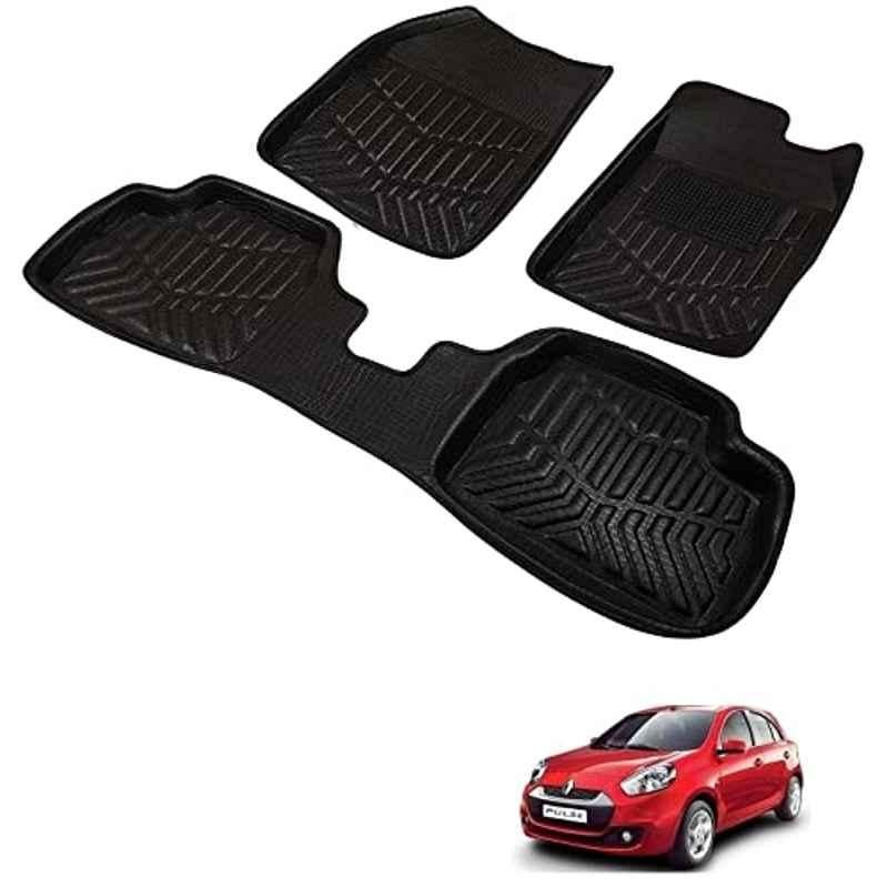 Kozdiko 3D Black Car Foot Mat Set for Renault Pulse, dshbdhb326