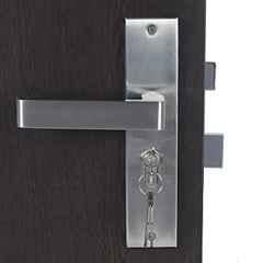 Handle Waala Lumbretta-CYS-BSK 8 inch 60mm Stainless Steel Silver Cylindrical Plate Both Side Key Mortise Door Lock Set