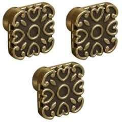Plantex Knobs for Drawer/Square Drawer Knobs/Knobs for Cabinets/Pull-Push Knobs for Kitchen/Bedroom Drawer (Pack of 3) DTK-299, Antique Brass