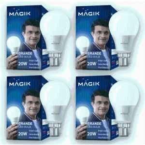 Magik Grande 20W 6500K B22 Cool White LED Bulb (Pack of 4), LUGR020CP4173E4