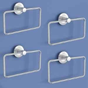 Plantex Stainless Steel Towel Ring for Bathroom/Wash Basin/Napkin-Towel Hanger/Bathroom Accessories Chrome-Rectangular (Pack of 4)