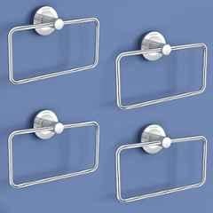 Plantex Stainless Steel Towel Ring for Bathroom/Wash Basin/Napkin-Towel Hanger/Bathroom Accessories Chrome-Rectangular (Pack of 4)