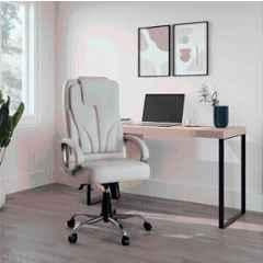 RM HOME Jones Leather High Back Beige Executive Chair