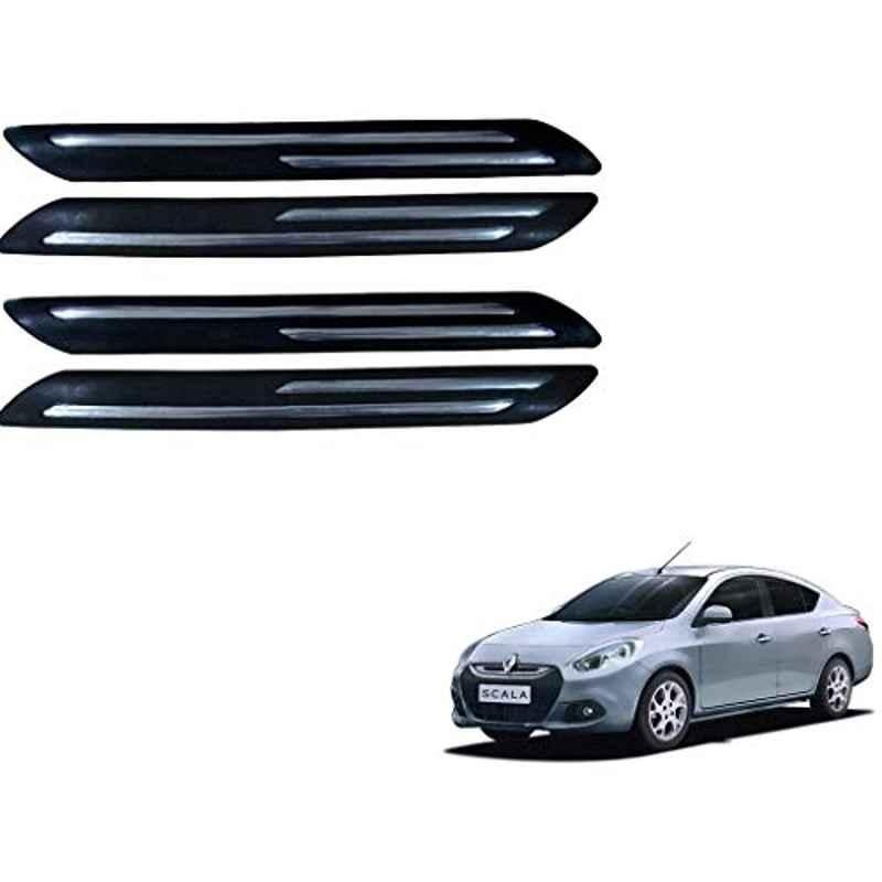 Kozdiko 4 Pcs PVC Black Double Chrome Finish Car Bumper Protector Set for Renault Scala