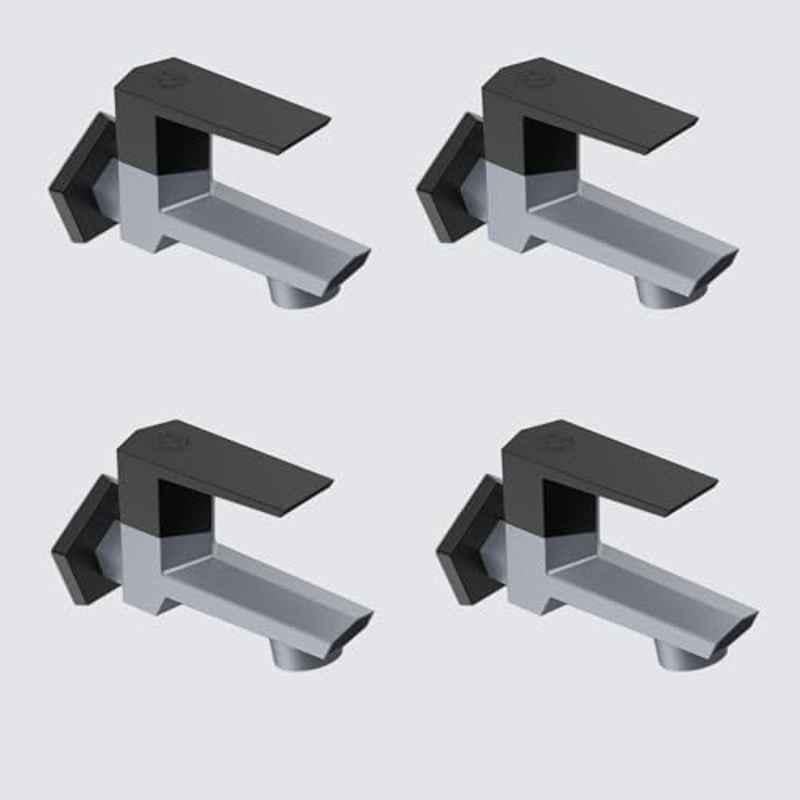 RN G20 15mm PTMT Metallic Grey & Black Foam Flow Long Body Bib Cock with Flange, RNG2009B32 (Pack of 4)