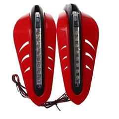 AOW Motorcycle Handguards with Led Light for 7/8 inch Grips - 300 * 140 * 110mm (Red) for Mahindra Duro