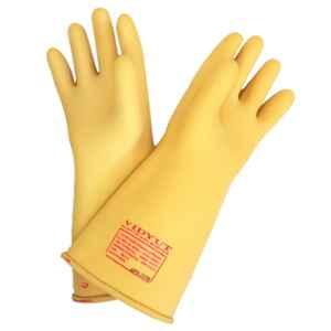 RPES VIDYUT 355mm 150g White & Yellow Electrical Insulated Rubber Seamless Hand Gloves, Size: Free (Pack of 80)