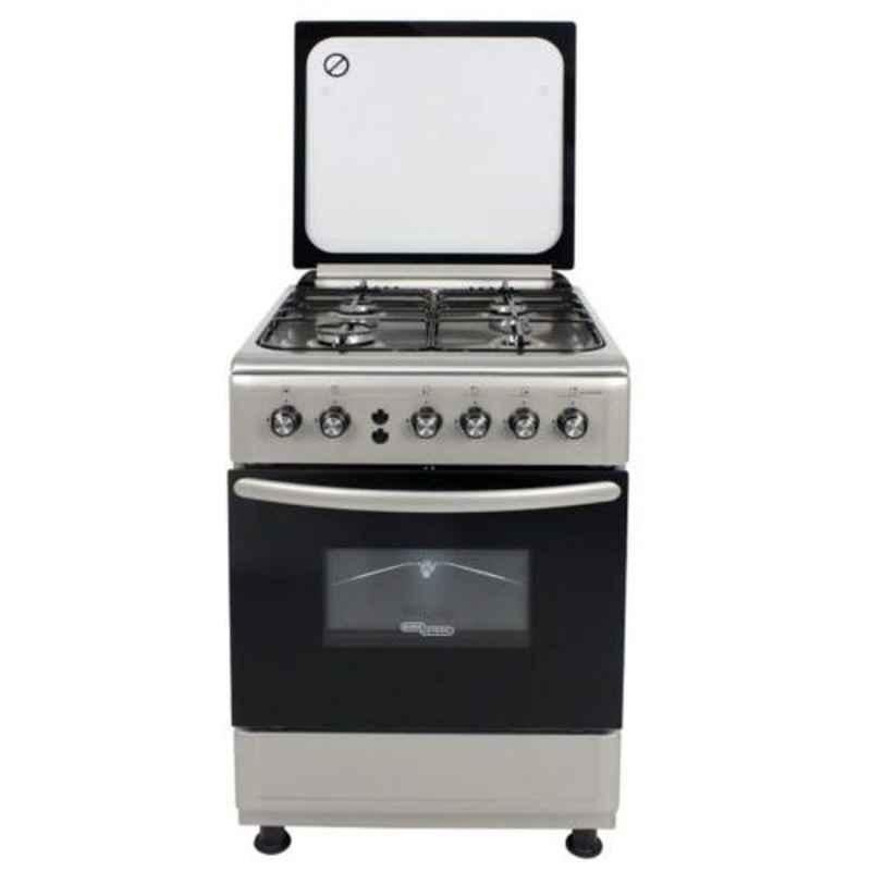 Super General 56L Black & Silver 4 Gas Burners Cooker with Fuel Efficient Oven, 6470 MSFS