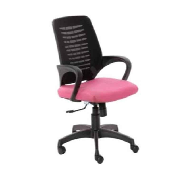 VJ Interior Costilla Polypropylene & Upholstery Net Fabric Black & Pink Ergonomic Office Chair, VJ-928