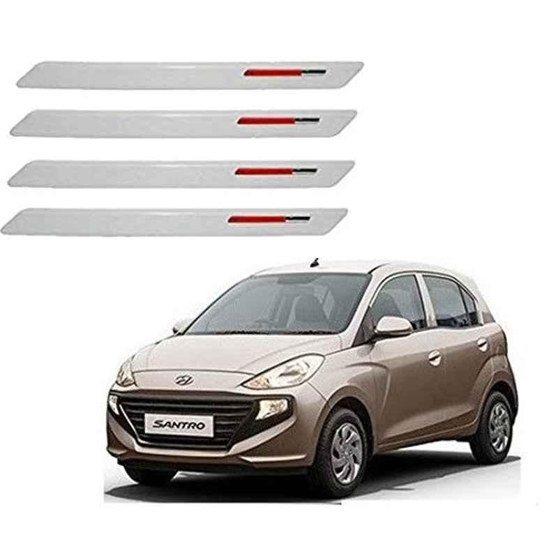 Kozdiko 4 Pcs White & Red Designer Car Bumper Protector Set for Hyundai Santro 2018