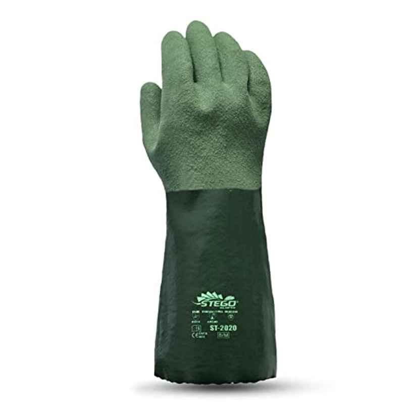 Stego Nitrile Green Chemical & Liquid Protection Gloves with Cut Level, ST-2020 (G), Size: M