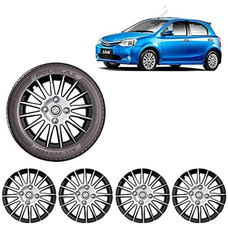 Auto Pearl 4 Pcs 14 inch ABS Silver & Black Wheel Cover Set for Toyota Etios