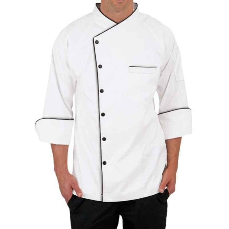 Superb Uniforms Polyester & Cotton White 3/4 Raglan Sleeves Chef Jacket for Men, SUW/W/CC04, Size: M