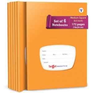 Target Publications Regular 172 Pages Brown Ruled Medium Square Notebook (Pack of 6)