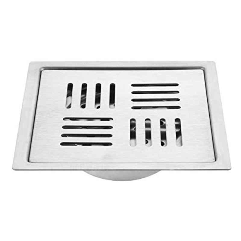 Ruhe 5x5 inch 304 Grade Stainless Steel Ruby Floor Drain Square with Trap, 16-306-13