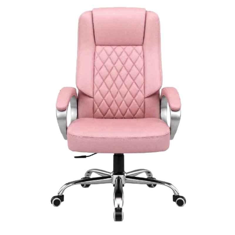 ZRF Leatherette & Nylon Baby Pink High Back Armrest Ergonomic Office Chair, EXEC-01