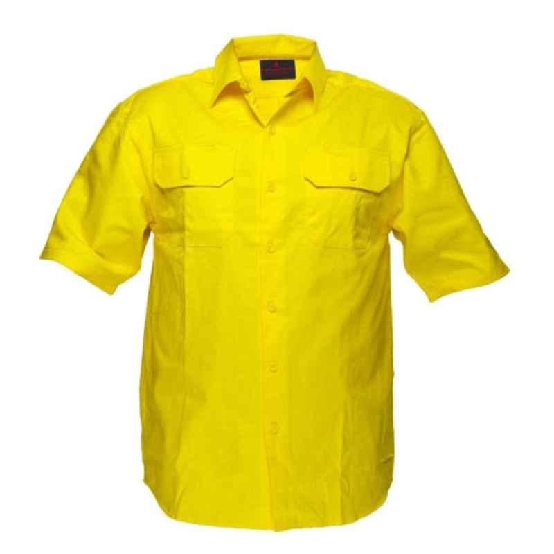 Superb Uniforms Cotton Yellow Short Sleeves Safety Shirt for Men, SUW/Y/WS02, Size: M