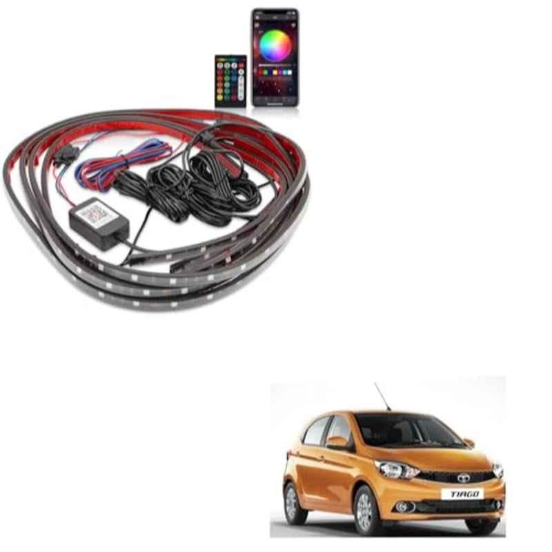 Kozdiko 12V Car Underbody Multicolor LED Strip Light Set with Wireless Remote for Tata Tiago