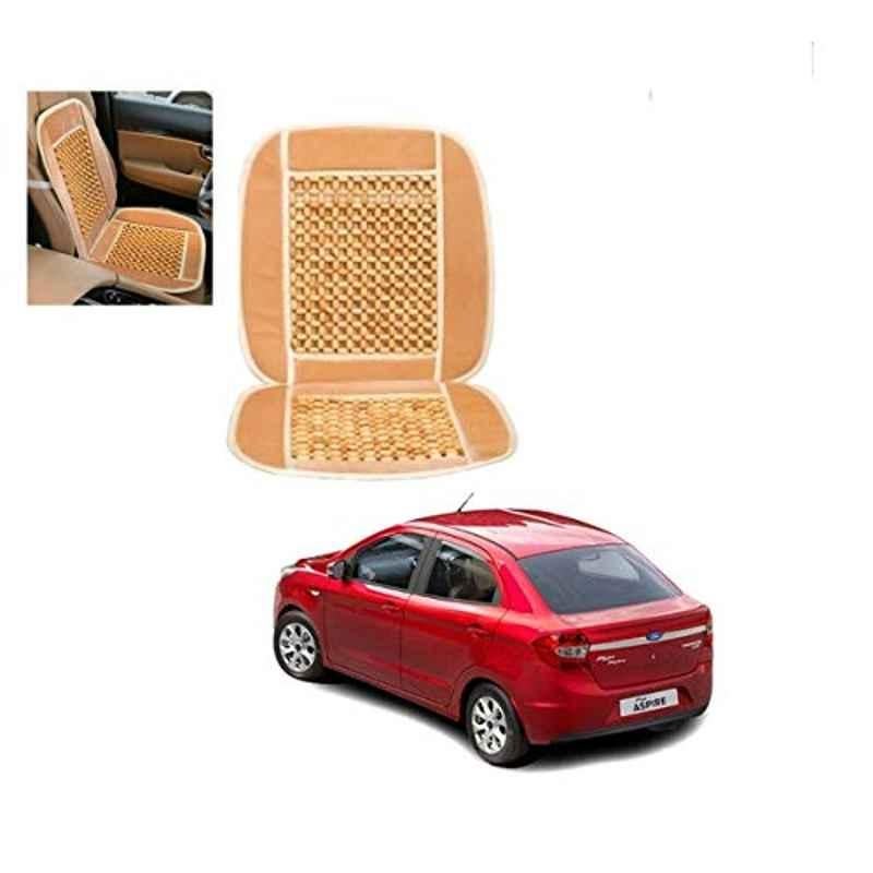 Kozdiko Wooden Bead Seat with Beige Velvet Border for Ford Figo Aspire