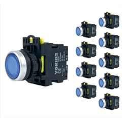 Yokins 22mm 220V 1NO Blue Illuminated Push Button with Spring Return, EB2M-A-10D-B (Pack of 10)