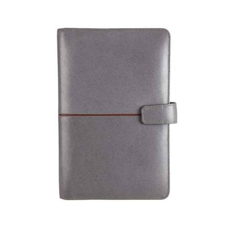 Elan 23.5x15.5x3cm 6 Slots Leather Grey Notebook, ELNB-176-GR