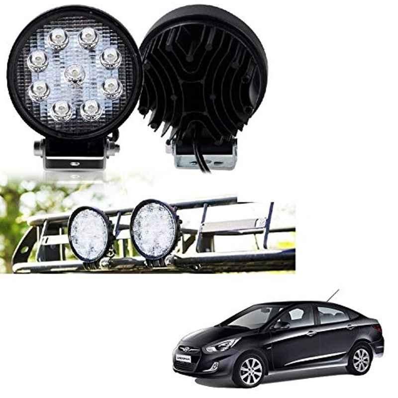 Kozdiko 2 Pcs 27W 4 inch 9 LED Waterproof Round White Fog Light Set with Mounting Brackets for Hyundai Verna Fluidic, kozd_20028