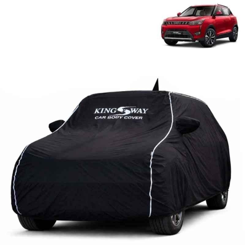 Kingsway Super Waterproof All Weather Protection Polypropylene Black Car Cover for Mahindra XUV 300 2019 to 2023 with Mirror & Antenna Pockets